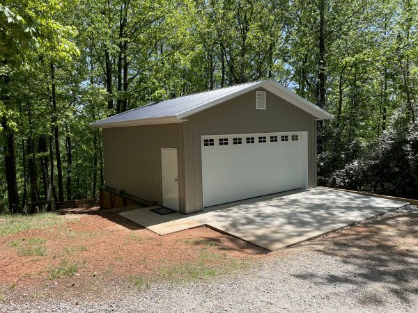22x24x10 garage with an 18x8 overhead door built by Hoover Building Systems
