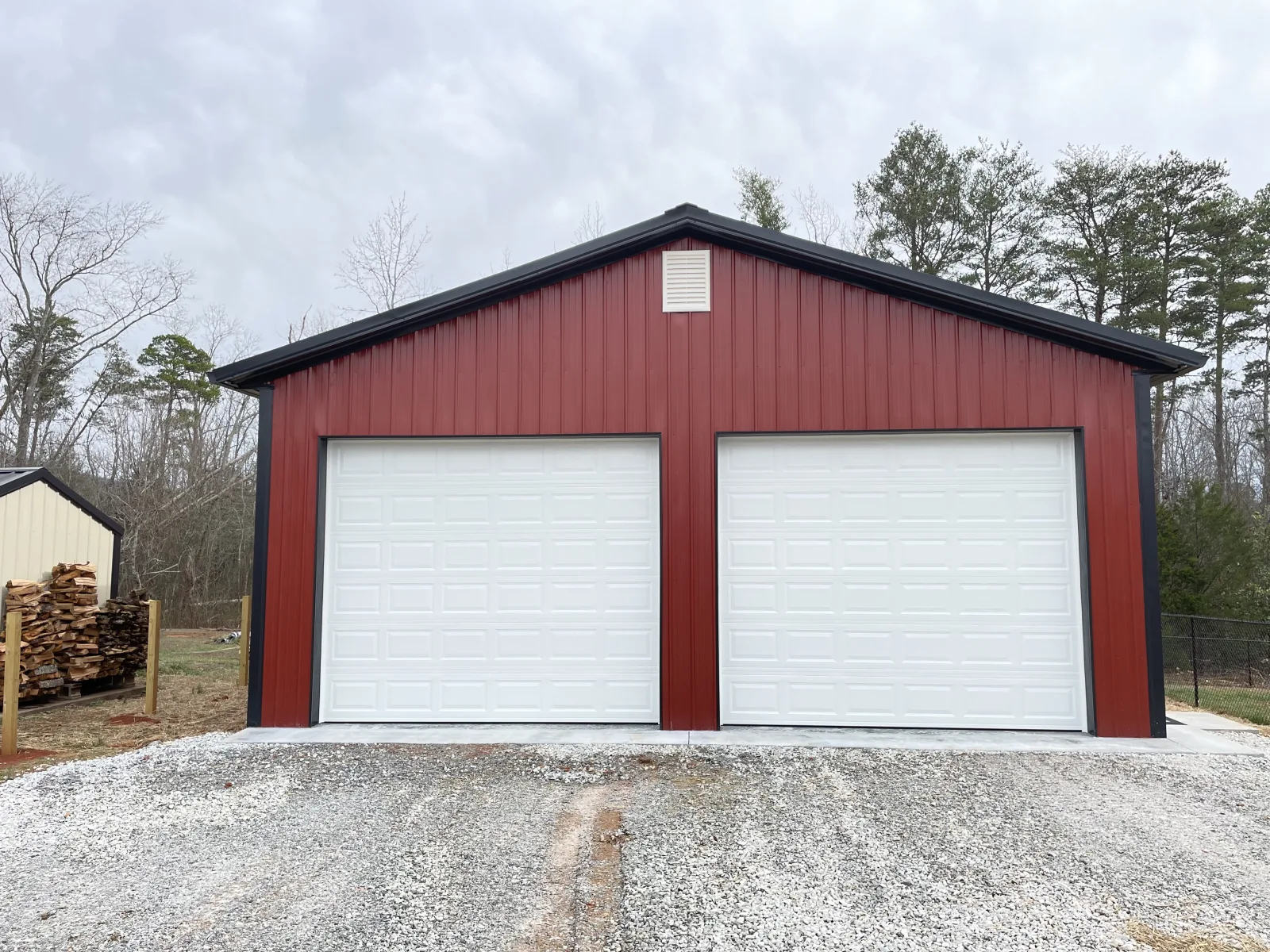 Finished red pole building ready for its owner